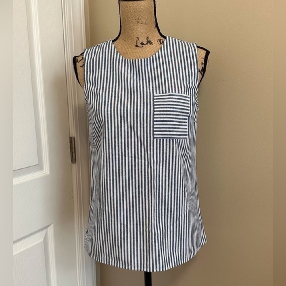 J. Crew Factory sleeveless striped blouse blue